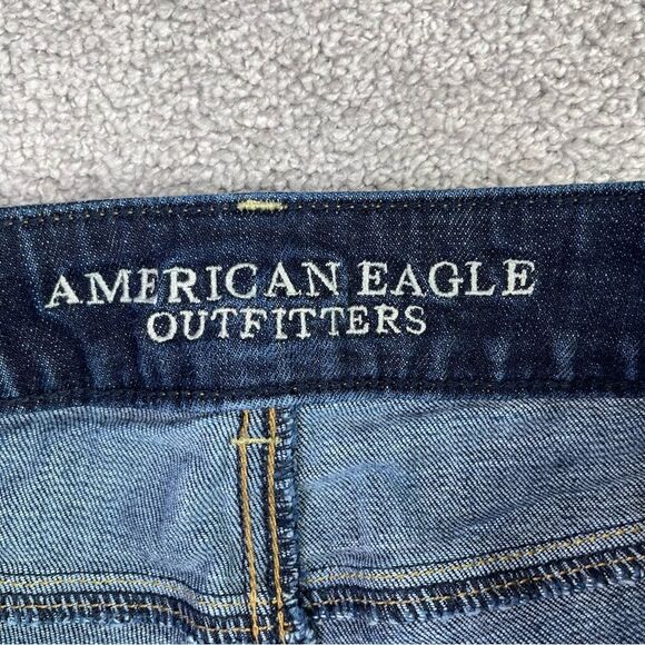 American Eagle Artist Jeans Women's 10 Blue Crop Straight Low Rise Dark Denim - Picture 5 of 12